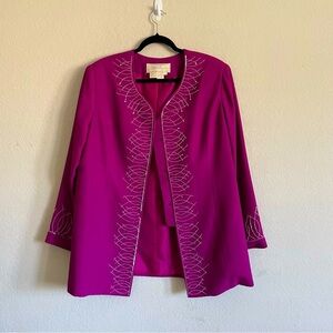 Fifth Sunday Exclusive Elegant Magenta Embroidered Women's suit jacket size 16